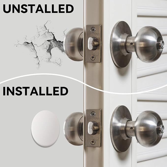 JULBEAR Door Stopper Wall Protector, 20PCS Door Knob Stoppers Wall Protector with Strong Back Adhesive,Quiet, Shock, Absorbent Silicone, Door Handle Bumpers and Protect Wall Surfaces (Round 2 inch)