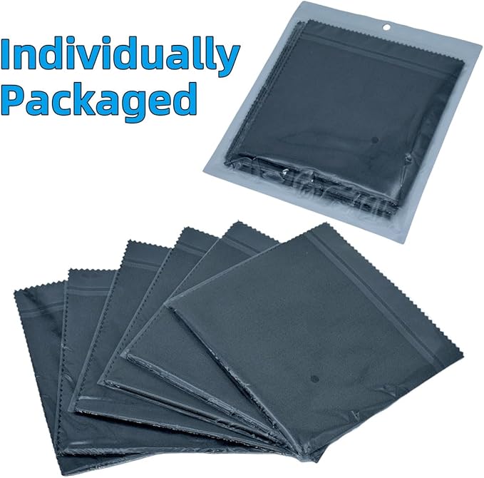 12 Pack Microfiber Gun Cleaning Cloth, 12"x12" Lint Free Gun Cleaning Rags, Reusable Microsuede Cleaning/Polishing Wipes Towels for Firearms, Knives and Scopes (Black)