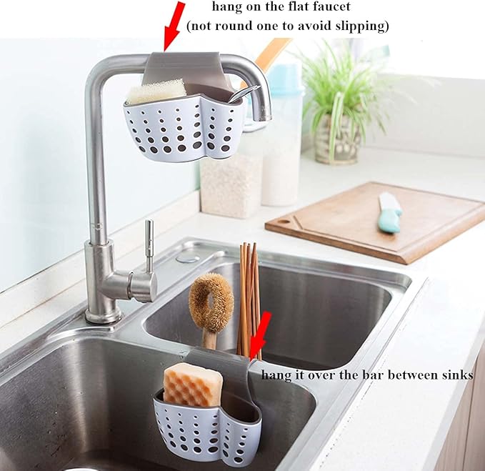 Sink Caddy Sponge Holder Soap Holder, Eunion Plastic Saddle Faucet Caddy Desk Organizer Pen Holder