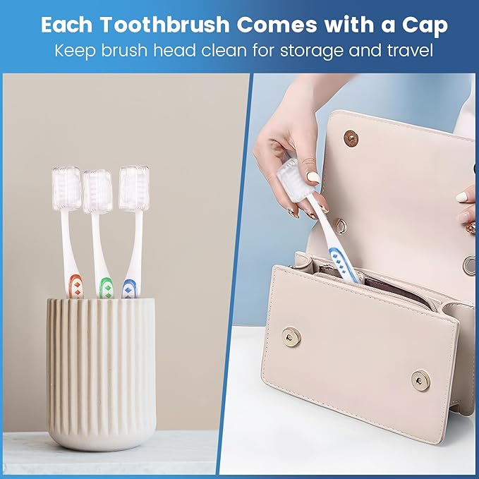 Extra Soft Toothbrushes for Adults with 10000 Micro Nano Bristles, Ultra Soft Toothbrushes with Covers for Sensitive Teeth, Gum Recession and Elderly, Travel (Compact Head, 6 Count)