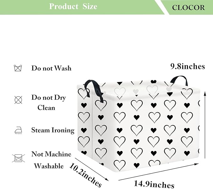 CLOCOR Rectangular Storage Basket Empty,Gift Basket,Waterproof Storage Bin with Handles,Room Decor(3PCS Cute Heart)