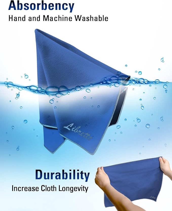 Libretto Microfiber Polish Cloth, 3 Useful Sizes in 1 Pack, Violin and Cello Cleaning & Polishing Products, Blue, Lint-Free, Super Soft, Gift, for Piano, Guitar, Ukulele, Trumpet, Saxophone, Laptop
