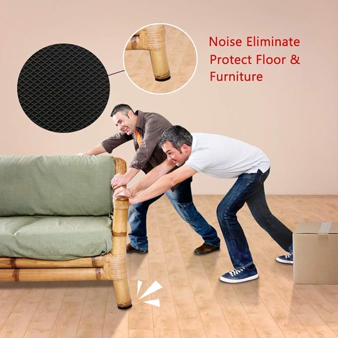 Yelanon Non Slip Furniture Pads - 16 pcs 3" Round Felt & EVA Furniture Grippers, Dark Brown & Black, Self Adhesive Rubber Feet for Hardwood, Laminate, Tile, Vinyl, Cork Floors