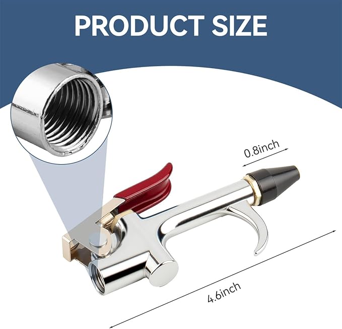 SANFU 4 Pieces 1/4 NPT Lever Blow Gun Air Nozzle Dust Cleaning Blower Gun With Rubber and Safety Tip Nozzles Air Tool, 2 PCS 1/4" M Type Plug for Home Shop Garage Industry(Red)