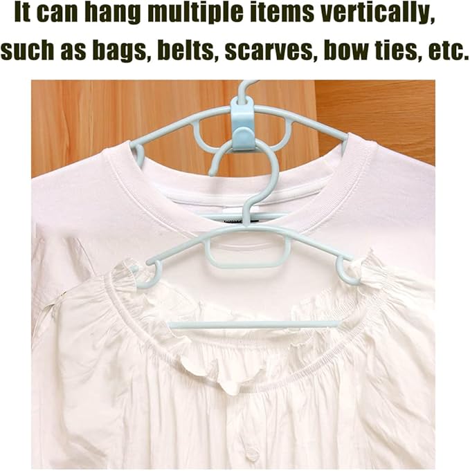 60 Pcs Clothes Hanger Connector Hooks, Plastic Hooks Cascading Hanger Hooks Hanger Extender Clips for Heavy Duty Hangers Space Saving and Clothes Closet Wardrobe Organizer - Blue