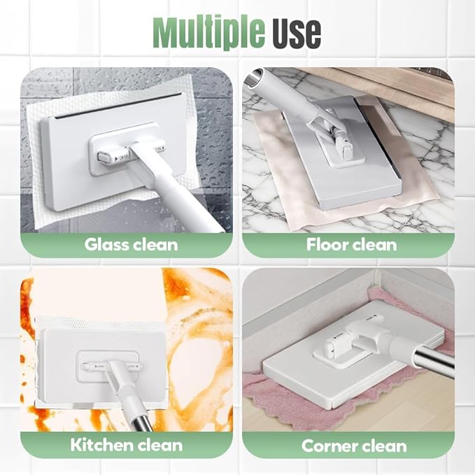 Snap Grip Mini Mop, Cloth Changing Mops with 5/10 Magic Cleaning Cloths, 360 Rotating Lazy Mop Wet Dry for Whole House Cleaning (36in - P + Cloth*10)