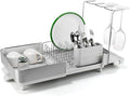 Joseph Joseph Extend Steel Plus Extendable Dish Rack Steel, Small to Large Dish Drainer with Wine Glass Holder & Drain Spout