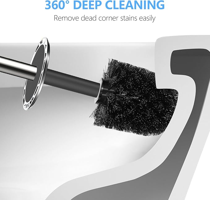 SetSail Toilet Brush, Compact Size Toilet Bowl Brush and Holder Toilet Brushes for Bathroom with Stainless Steel Handle Toilet Cleaner Brush with Durable Scrubbing Bristles, 4 Packs