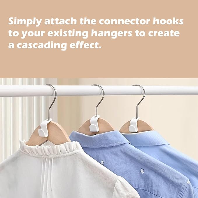 20 Pieces Hanger Connector Hooks Clothes Organizer Space Saving Hanger Connector Plastic Hanging Hooks (White)