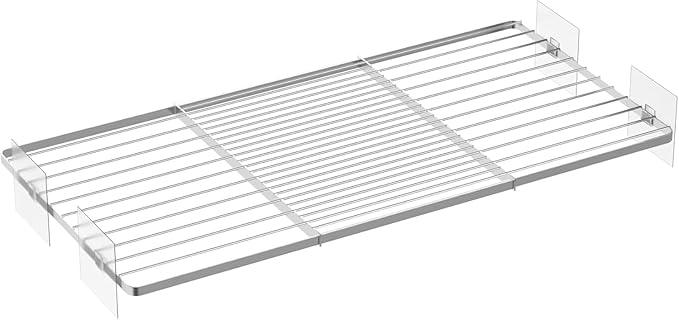 Adjustable Closet Shelve Divider,Rod Expandable Metal Hanging Shelf Closet Separator for Closet,Cabinet,Wardrobe,Cupboard Bathroom,Bedroom(Silver,11.8" D x 17"-31" W,1PCS)
