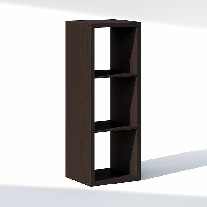 Furinno Cubic Closet Organizers and Storage, 3-Cube Closet Organizer, Open Shelf Closet Storage, Extra Thick Frame for Wardrobe, Bedroom, Living Room, Dark Oak