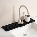 Silicone faucet splash-proof pad, multifunctional water-saving splash-proof cushion, universal faucet cover, suitable for kitchen and bathroom sink faucet (black, 24*5.5)