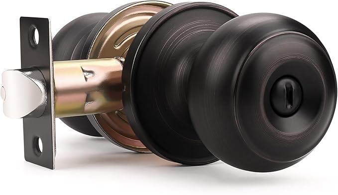 Probrico 2 Pack Interior Door Knobs Bathroom Bedroom Privacy Keyless Door Lock Lockset in Oil Rubbed Bronze