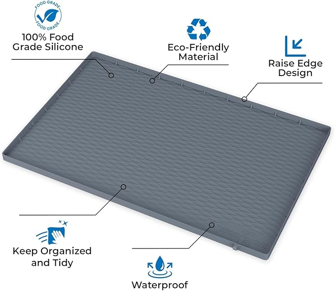 Heavy Duty Under Sink Mat for Kitchen Waterproof 34" x 22" Silicone Under Sink Tray with Raised Edges for Kitchen & Bathroom - Kitchen Cabinet Organizers and Storage Sink Drip Tray