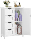 VASAGLE Storage Cabinet with Drawers, Freestanding Floor Cabinet with Door, 13.8 x 25.6 x 35.4 Inches, Adjustable Shelf, for Bathroom, Living Room, Kitchen, Cloud White ULHC042WH01S