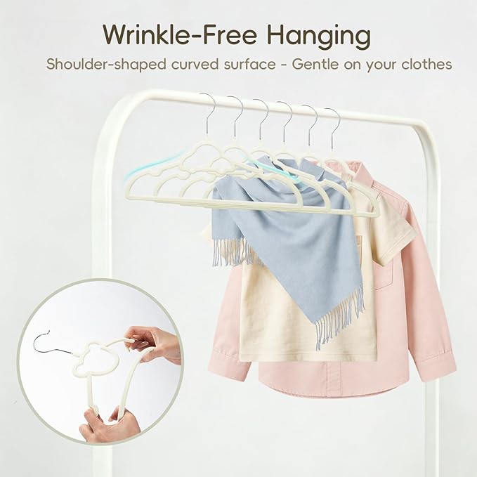 GoodtoU Velvet Hangers 50 Pack - Baby Hangers for Closet, Space Saving Kids Plastic Hangers for Toddler Infant Childrens Small Child Nursery Pants Clothes Organization 12.8 Inch
