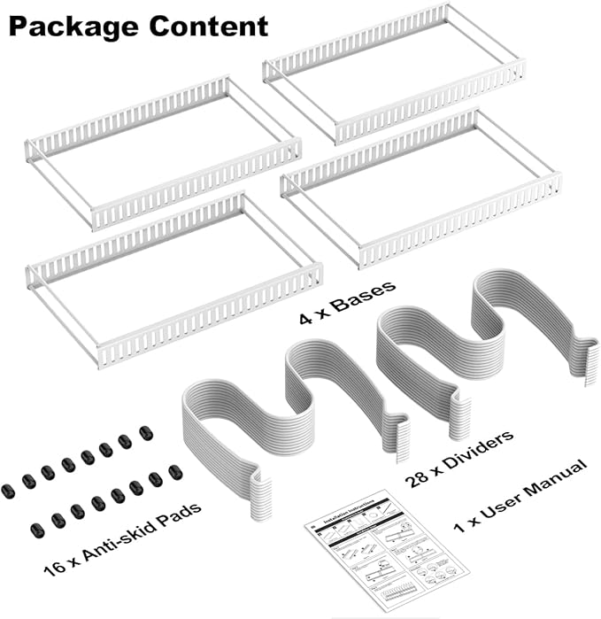 Housolution 2 Pack Pot and Pan Organizer Rack, 12"-23" Expandable Pot Lid Organizer with 14 Adjustable Dividers, Pan Holder Storage Rack for Kitchen Cabinet, White