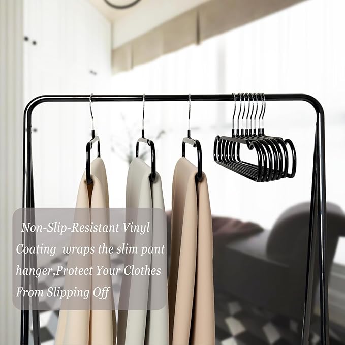 Non-Slip Rubber Pants Hangers,20 Pack Slim Thin Space-Saving Trouser Hanger,Rust-Free Closet Clothes Organizer for Slacks Scarf Ties,13inch