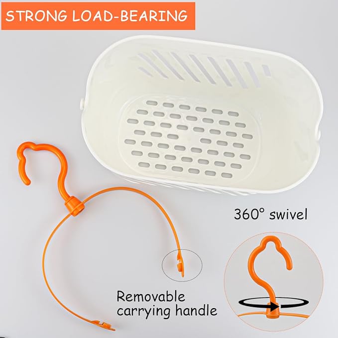 Plastic Hanging Shower Caddy with Hook Portable Kitchen Organizer Storage Basket Hanging Shower Caddy Basket for Bathroom Kitchen Pantry Bathroom Dorm Room（White）