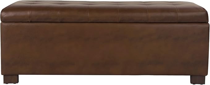 Spatial Order Large Tufted Storage Bench - Brown Faux Leather