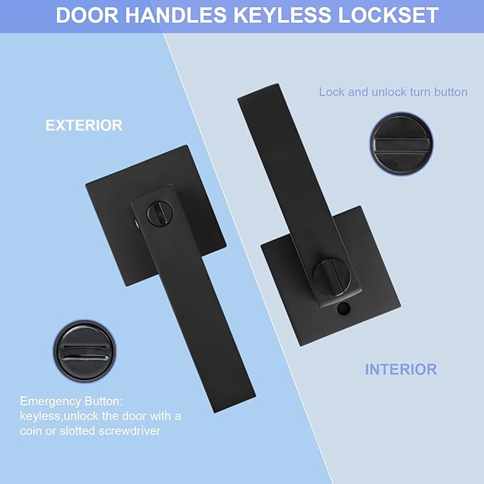 Privacy Door Levers, 10 Pack Matte Black Door Handles Heavy Duty Bed and Bath Door Locks Interior Keyless Locksets, Reversible for Left Right Handed Doors