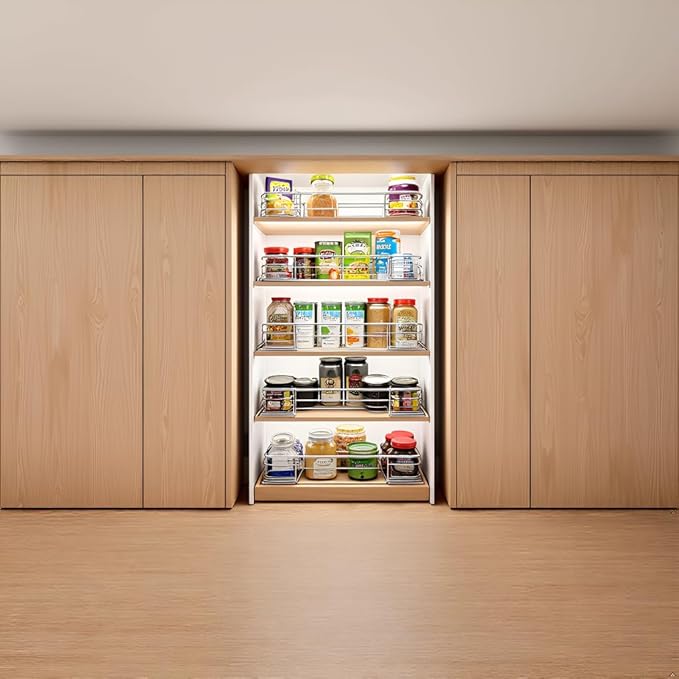 JOWBOOW Pull Out Cabinet Organizer (20" W x 21" D), Put Out Shelves for Kitchen Cabinets, Roll Out Drawers Heavy-Duty Metal Sliding Shelf, Bottom Mount