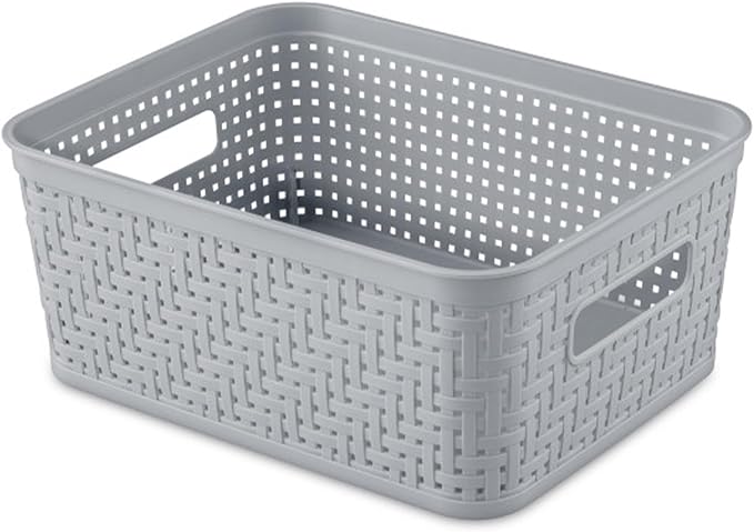 Sterilite 24 Pack Plastic Storage Bin Organization Containers, Small Baskets, Cement