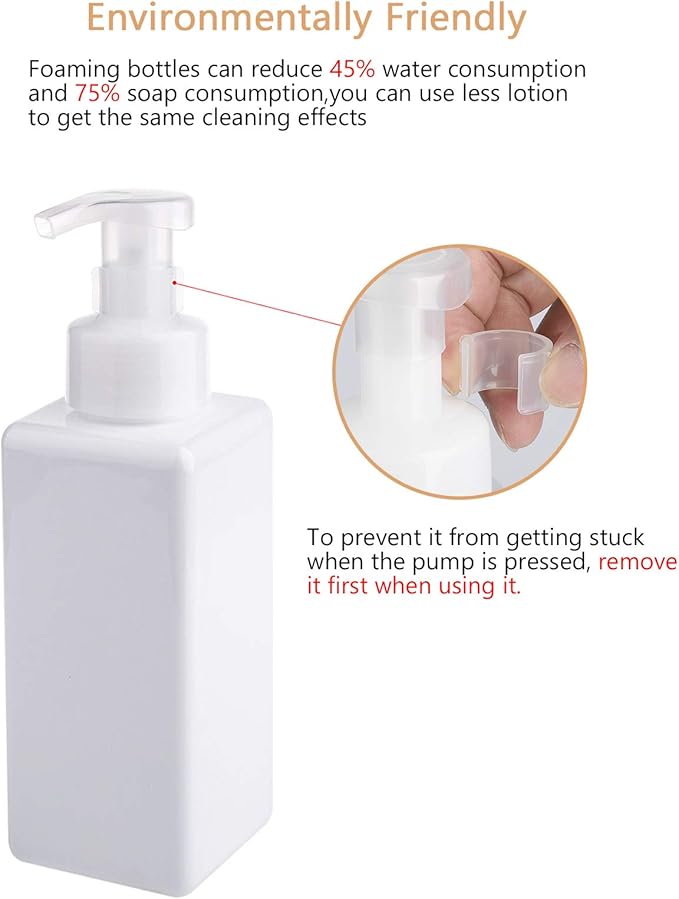 UUJOLY Foaming Soap Dispenser 650ml (22oz) Refillable Plastic Pump Bottle for Liquid Soap, Shampoo, Body Wash (2 Pcs) (White)