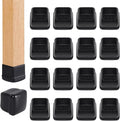 Ezprotekt 24 Pcs Chair Sliders for Carpet, Square Chair Glides for Carpet, Teflon Furniture Pads for Carpet, Chair Leg Protectors Caps for Carpet for Dining Table Chair, Black M (Fit: 0.75"-1")