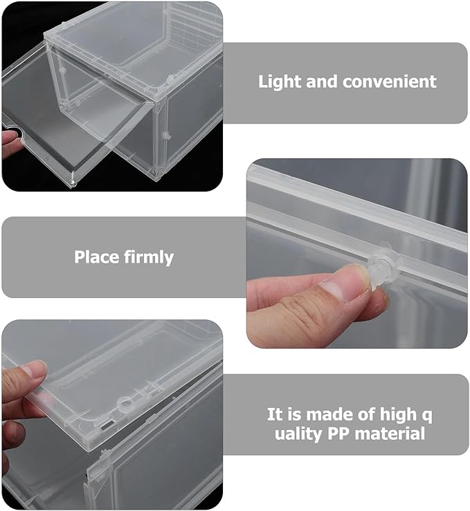 Ciieeo Basketball Shoe Storage Box Sneaker Organizer 34x25x18.2cm Plastic Basketball Shoe Organizer for Closet