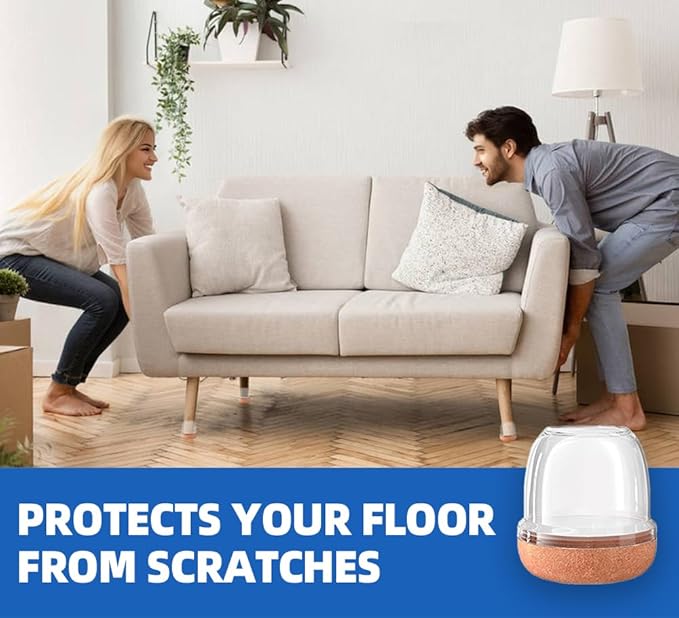 20 Pcs Clear Extra Small Chair Leg Floor Protectors for Hardwood Floors, Round Rubber Chair Leg Caps with Felt, Furniture Leg Feet Covers Protect Floors from Scratches Reduce Noise (Fit 0.55"-0.75")