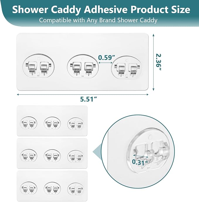 KaiwayInno 8 Pack Shower Caddy Adhesive Replacement, Strong Shower Shelf Adhesive Hooks for Corner Shelf Basket, Bathroom Rack, Kitchen Rack and Soap Holder