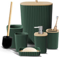 Clara Clark Bathroom Set - Hunter Green Bathroom Accessories Set, 6PC Bathroom Accessory Set, Bathroom Sets with Toilet Brush, Trash Can & Soap Dispenser