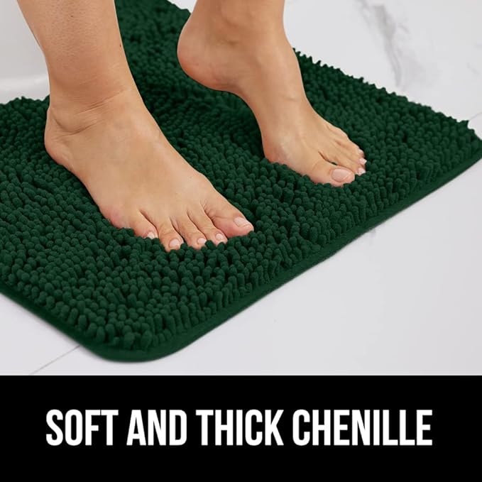 GORILLA GRIP Bath Rug Mat 60x24, Thick Soft Absorbent Chenille, Quick Dry Microfiber Mats, Rubber Backing Washable Shower Floor Rugs, Bathmat Runner, US Designed Bathroom Home Decor Accessories Hunter