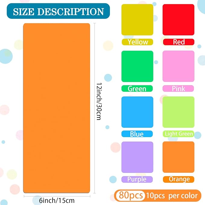 80 Pack Library Book Shelf Dividers 6 x 12 Inch Comic Book Dividers with 90 PC Repositionable Sticker Colorful Shelf Partitions for Home Library Back to School Classroom and Teacher Supplies
