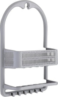 Bath Bliss Molded Shower Caddy | Bathroom Storage | Hangs Over Shower Head | 6 Accessory Hooks | Holds Razors | Washcloths | Accessories | Suction Cup Stability | Grey