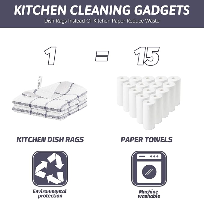 Nialnant 6 Pack Kitchen Dish Cloths, 100% Cotton Dish Towels for Kitchen, Quick Drying Dish Rags for Washing Dishes, Absorbent Cleaning Rags-12x12 Inches,Purple Plaid