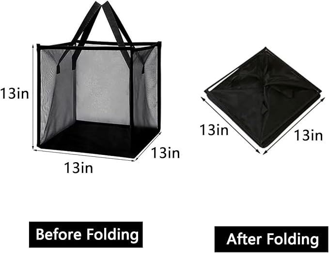 4 Pack Popup Laundry Hamper, Small Collapsible Mesh Laundry Baskets Dirty Clothes Basket with Handle Cube Storage Basket for Washing Storage,Toy Storage,Dorm and Travel(Black,13 Inch)