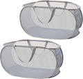 Rubruan 2 Piece Popup Mesh Laundry Basket Durable Handles Collapsible Laundry Baskets Folding Clothes Pastic Hamper for Laundry Room College Dorm (2 x Gray)