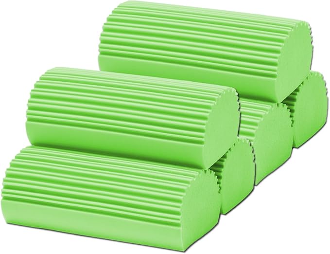 6-Pack Damp Clean Duster Sponge,Magic Sponge Eraser for Housekeeping,Reusable Cleaning Sponge for Blinds,Vents,Mirrors,Glass, Baseboards,Window Track Grooves and Railings (Green)