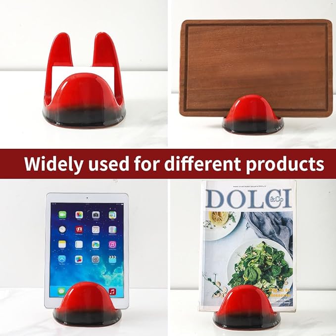 Nihow Pot Lid Holder: Stable Ceramic Pan Lid Holder for Kitchen Counter Decor/Countertop/Stove Top- Heat Resistant & Dishwasher Safe - Elegant Black & Red(1PC)