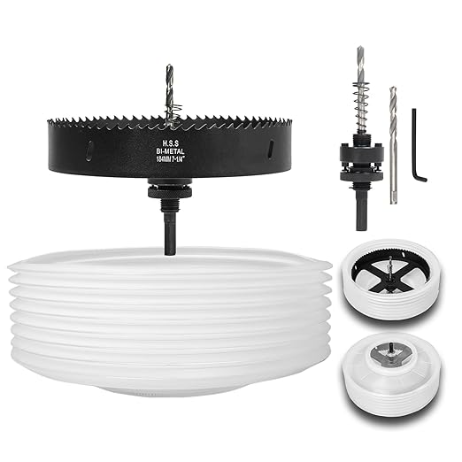 7-1/4 Hole Saw for Recessed Lights, 7.25 Inch Hole Cutter with Dust Bowl Catcher for Led Recessed Lighting 7 Inch and Wood Metal Drywall, Bi-Metal Construction, Black