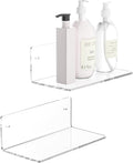 8 Inch Clear Shelf for Wall, Acrylic Small Floating Shelf, Home Wall Shelf Organizer for Room Storage, Room Décor, Space Saving, 4'' Depth, 2 Pack