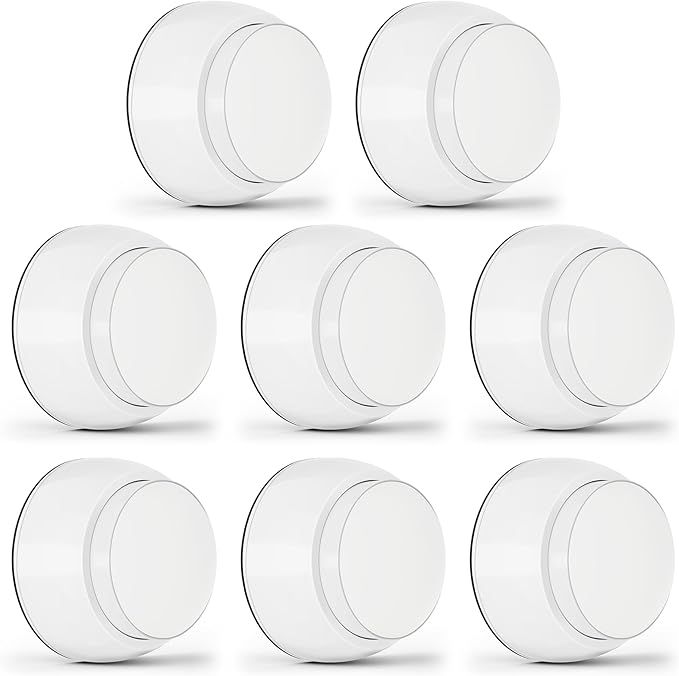 8PCS Door Stopper Wall Protector with Silicone Head, Aluminum Door Knob Wall Protector, Spring Shock Absorption Technology, 1.65" Door Stoppers for Wall, Adhesive Installation or with Screw, White