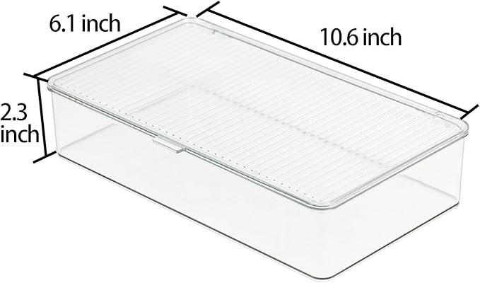 Clear Plastic Storage Bin with Lid, Organizer for Pantry, Office, Bathroom, Kitchen, Snack, Tea Bag, Coffee Container (Small)