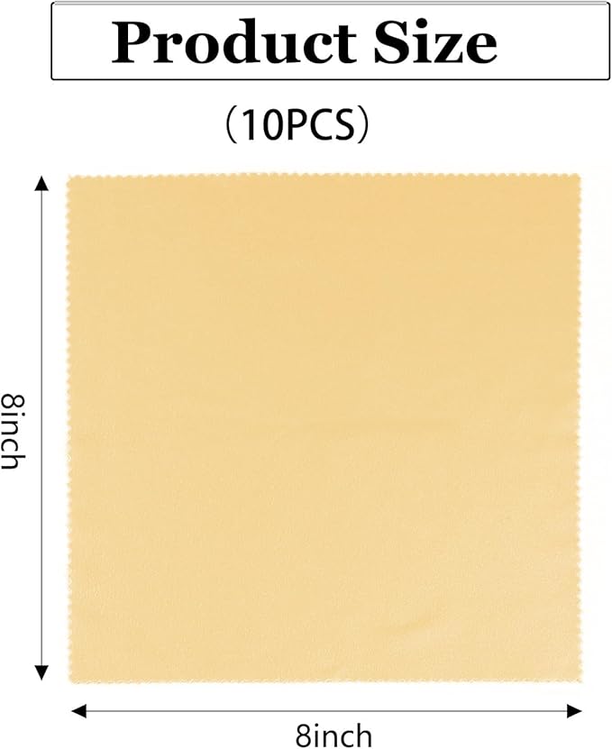 10PCS Suede Microfiber Cloths, 8"×8" Suede Cloth Cleaning Rags, Double-Sided Cleaning Cloths for Car LCD Display, Screens, Glasses, Lenses, Mirrors, Windows, Delicate Surfaces (Yellow)
