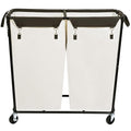 390L Laundry Hamper Sorter Extra Large, Heavy-Duty Laundry Basket with Wheels, Rolling Cart with Removable Bags, Laundry Cart for Hotel and Home, Beige, 2-Section