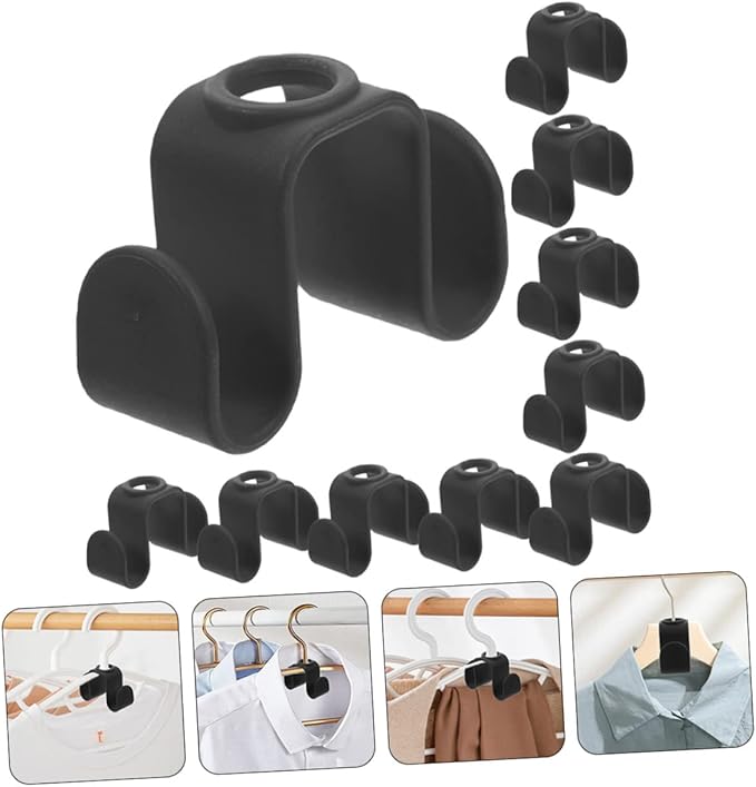 Mikinona 10pcs Space Saving Hanger Connector Hooks for Closet Strong Load-bearing