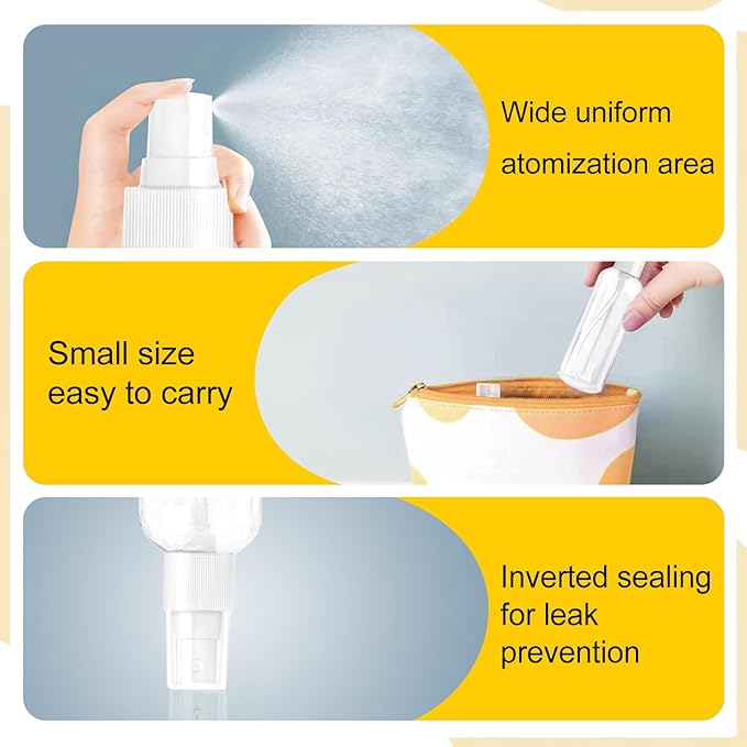 Spray Bottles 6 pcs, Refillable Cosmetic Spray Bottles, Small Refillable Liquid Containers, 2oz/50ml Clear Empty Fine Mist Plastic Mini Travel Bottle