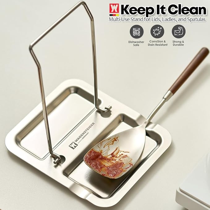 Foldable Stainless Steel Pot Lid Rest, Ladle Holder, Multifunctional Kitchen Organizer Stand, Easy Storage, Dishcloth Rack, Pan Lid Holder, Cooking Utensil Holder Organizer